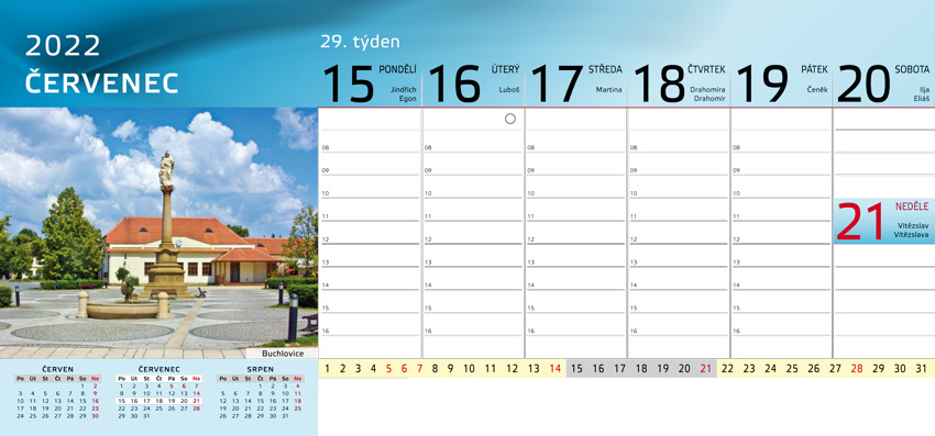 Stoln kalend Zlnsk kraj 2022