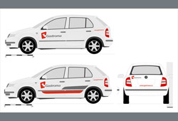 Grafický design pro polep osobních aut Gastroma.