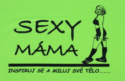 Sítotik na zelené triko Sexy mama detail