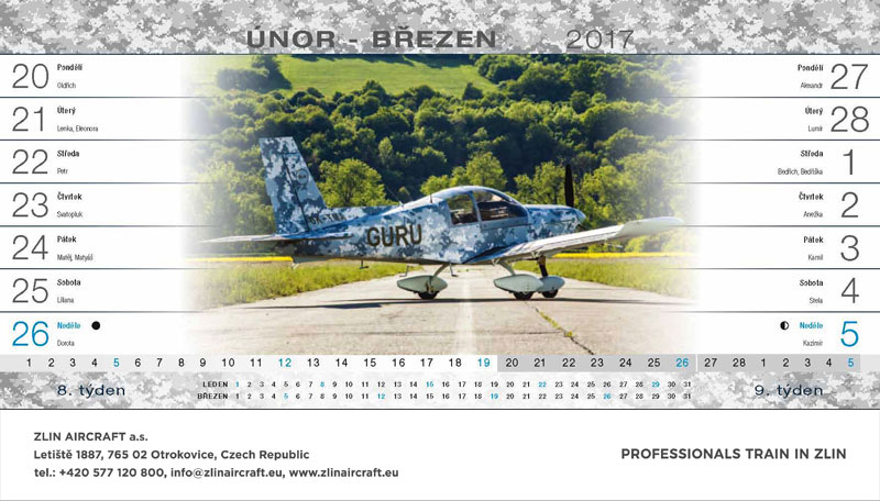 Kalendář stolní produktový Zlin Aircraft